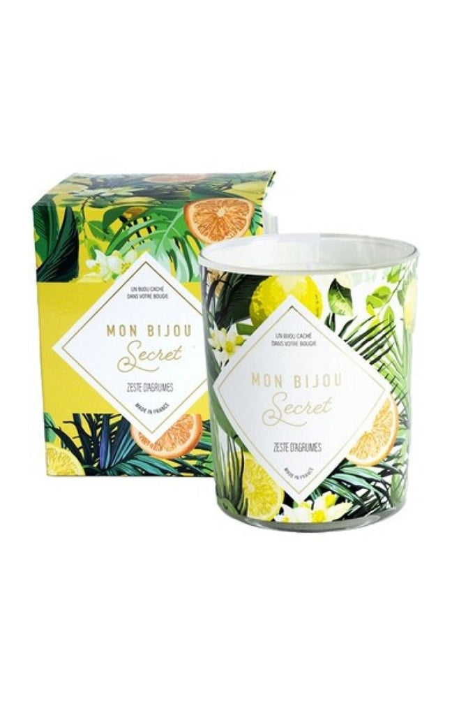 Bougie parfumée - Zeste d'agrumes - Collier laiton argenté - 40h