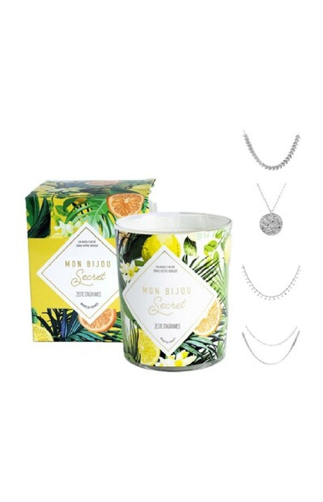 Bougie parfumée - Zeste d'agrumes - Collier laiton argenté - 40h