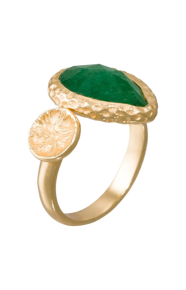 Bague ajustable Héléna - Aventurine verte - Doré