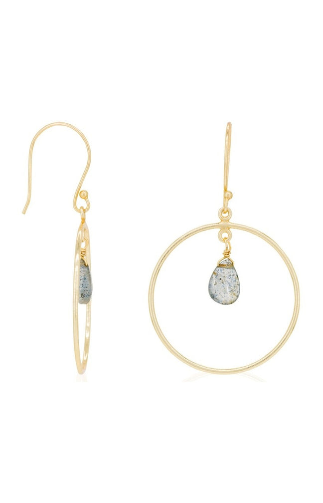 Boucles d'oreilles Véro - Laiton doré & labradorite bleue