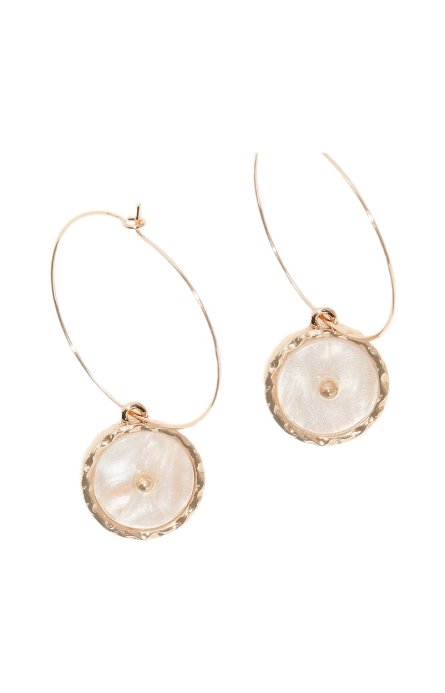 Boucles d'oreilles Louisena - Laiton doré & résine blanche