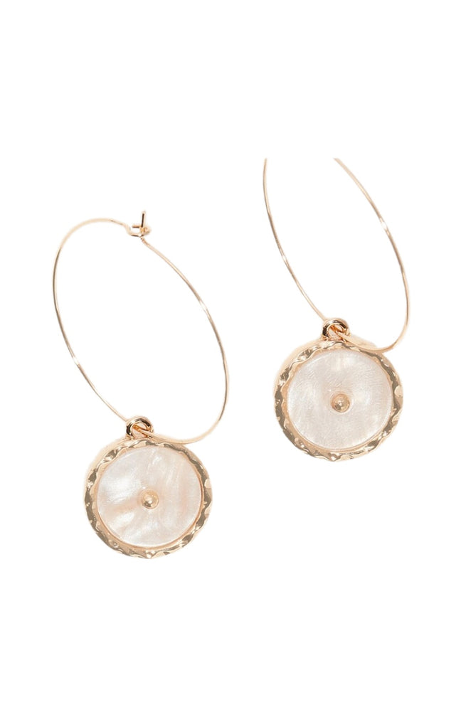 Boucles d'oreilles Louisena - Laiton doré & résine blanche