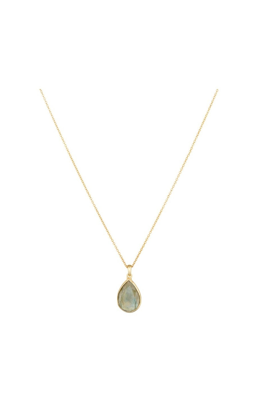 Collier Matea - Laiton doré & labradorite grise