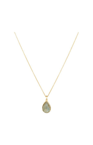 Collier Matea - Laiton doré & labradorite grise
