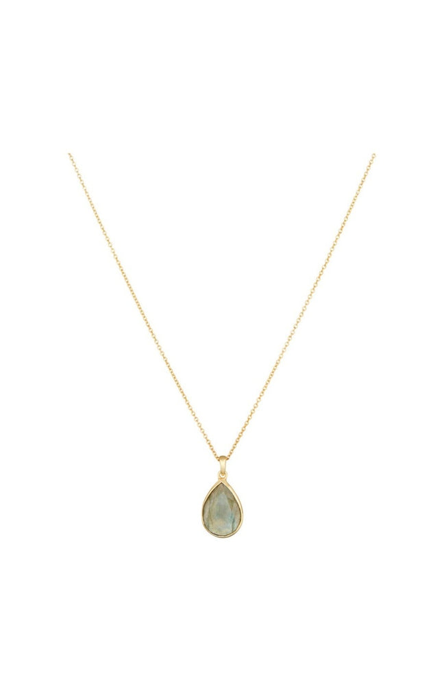 Collier Matea - Laiton doré & labradorite grise