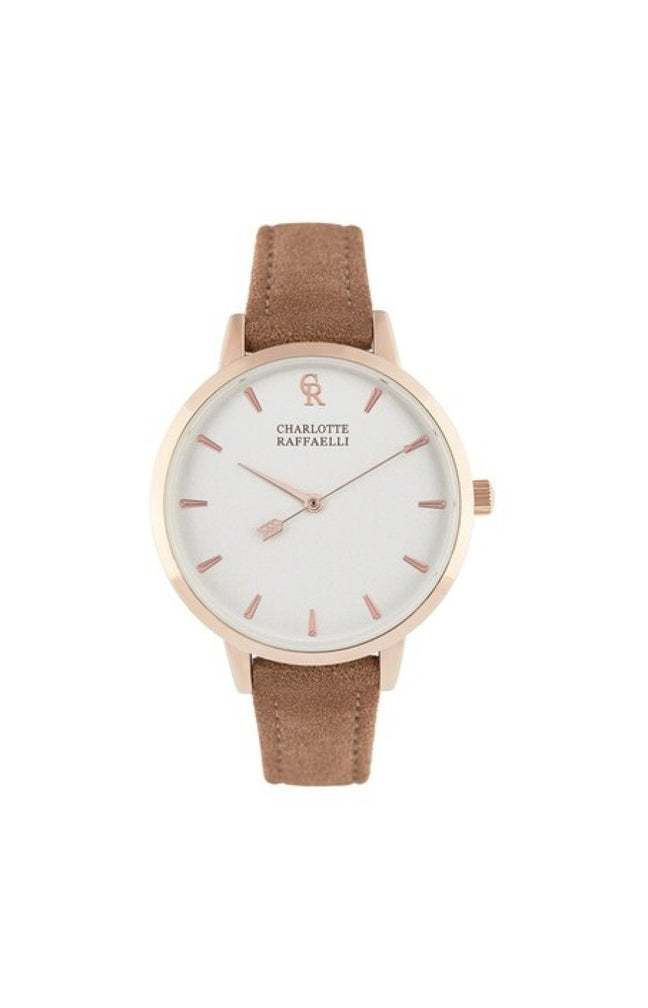 Montre - Marron velours & rose gold - Cadran blanc brillant - 36 mm