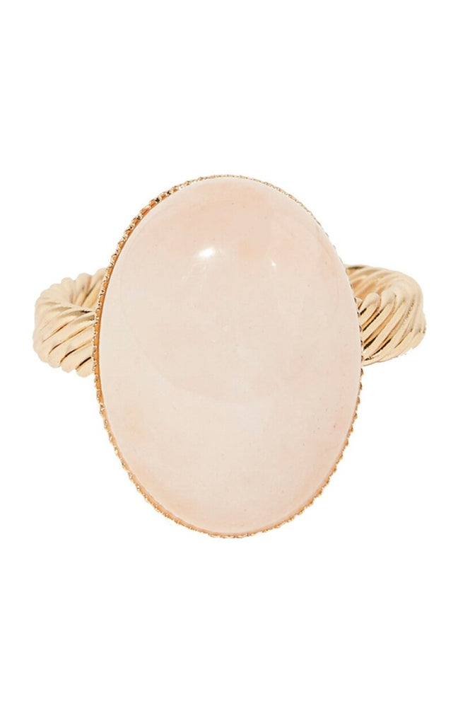 Bague ajustable Mare - Laiton doré & quartz rose