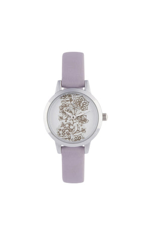 Montre - Résine violette & argenté - Cadran motif la romance - 36 mm
