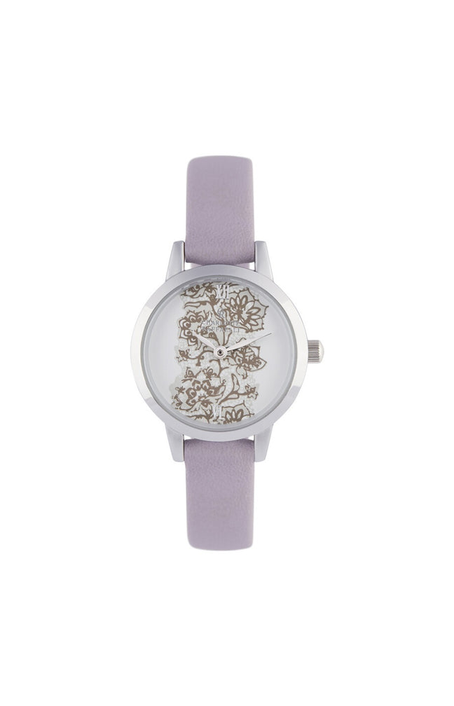 Montre - Résine violette & argenté - Cadran motif la romance - 36 mm