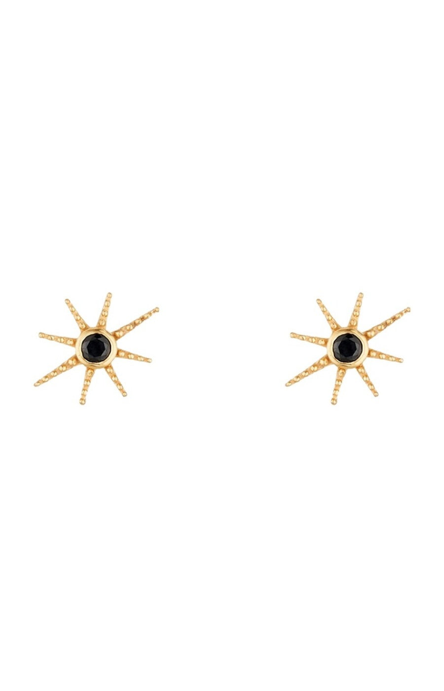 Boucles d'oreilles Etoile - Laiton doré & onyx noir