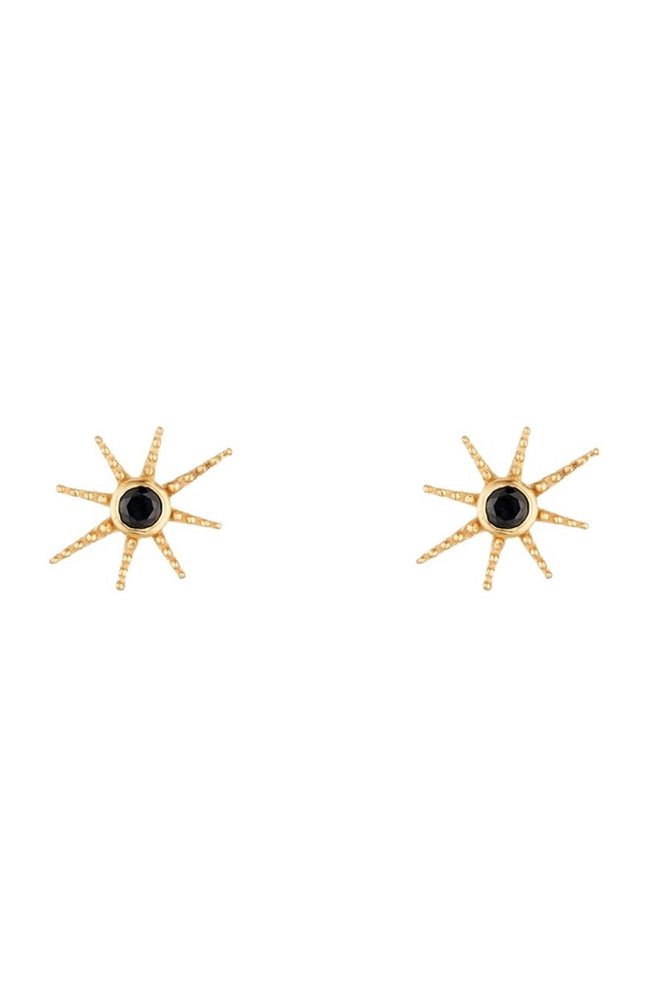 Boucles d'oreilles Etoile - Laiton doré & onyx noir