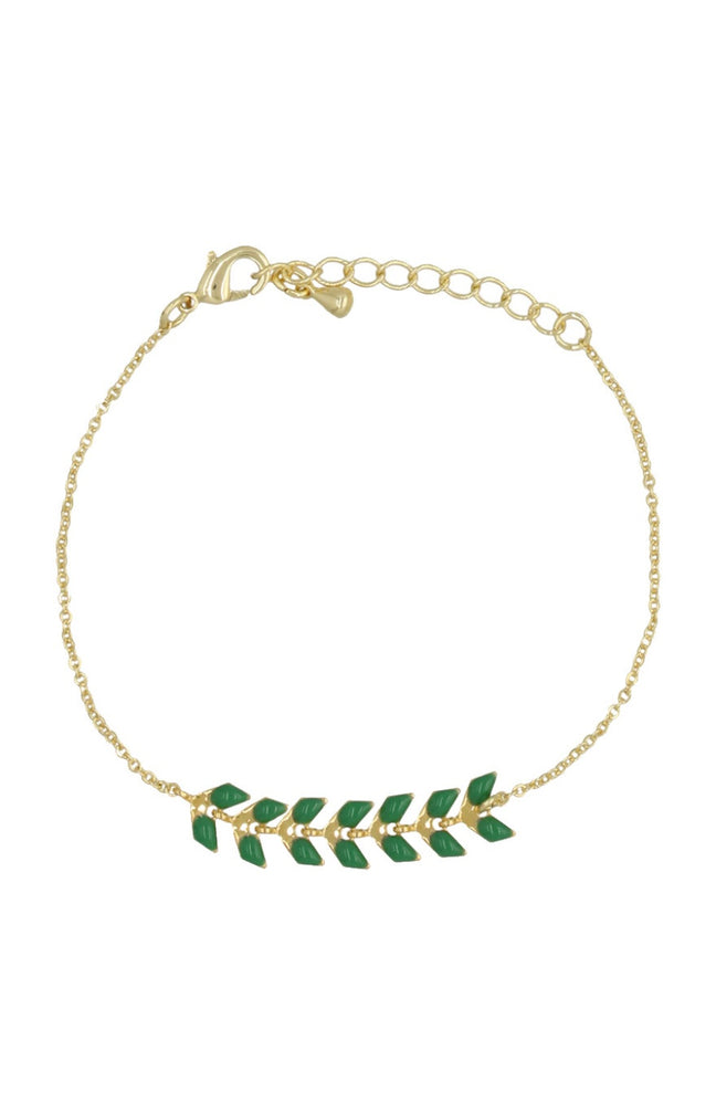 Bracelet Cerise - Laiton doré & époxy vert