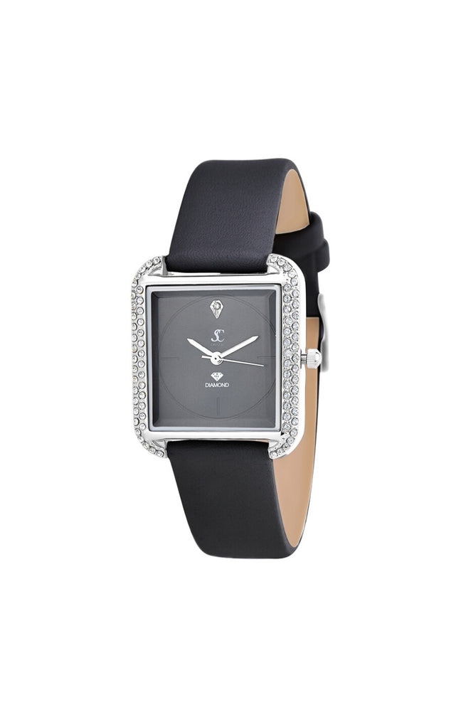 Montre Marwa - Diamant rond & cristaux scintillants - Noir