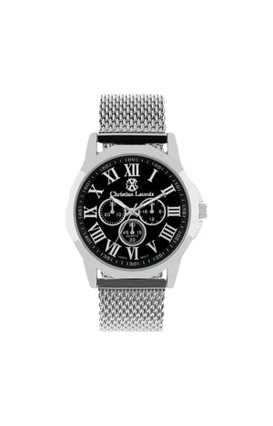 Montre - Acier inoxydable argenté & noir - Homme