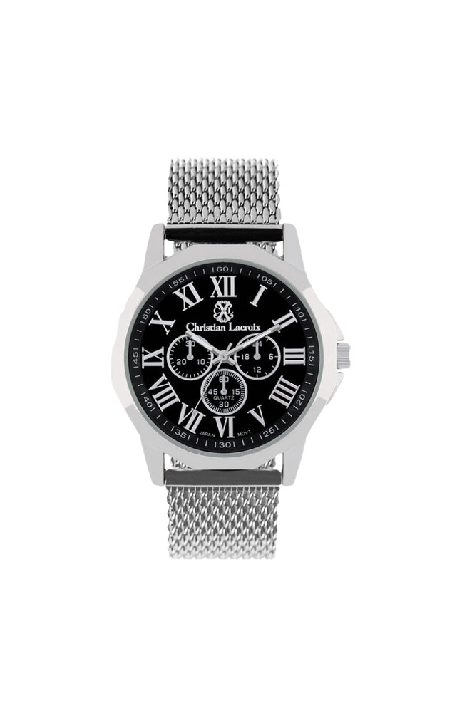 Montre - Acier inoxydable argenté & noir - Homme