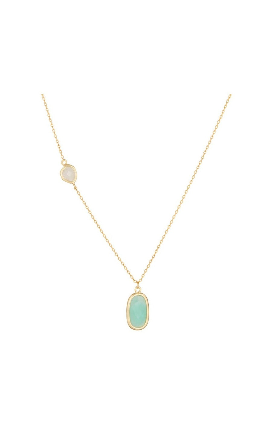 Collier Inès - Laiton doré, amazonite verte & rose quartz