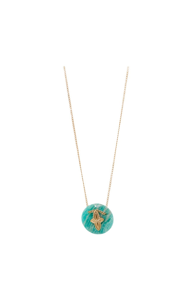 Collier - Laiton doré & fluorite