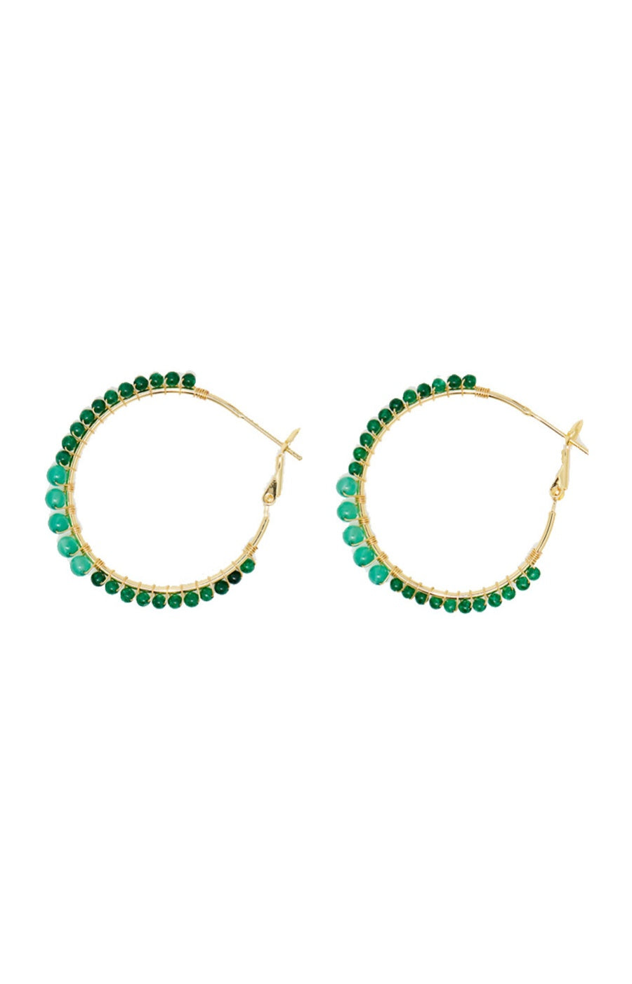 Boucles d'oreilles Malis - Laiton doré & jade verte