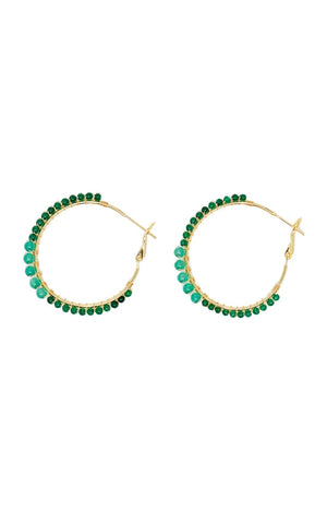 Boucles d'oreilles Malis - Laiton doré & jade verte