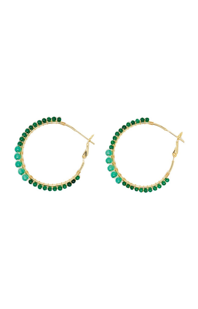 Boucles d'oreilles Malis - Laiton doré & jade verte