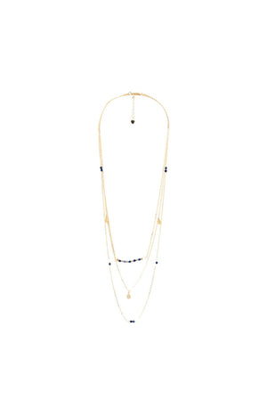 Collier double rang - Laiton doré & lapis lazuli