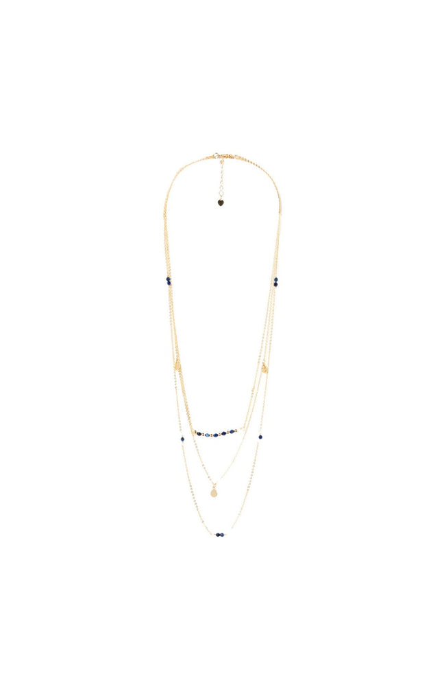 Collier double rang - Laiton doré & lapis lazuli