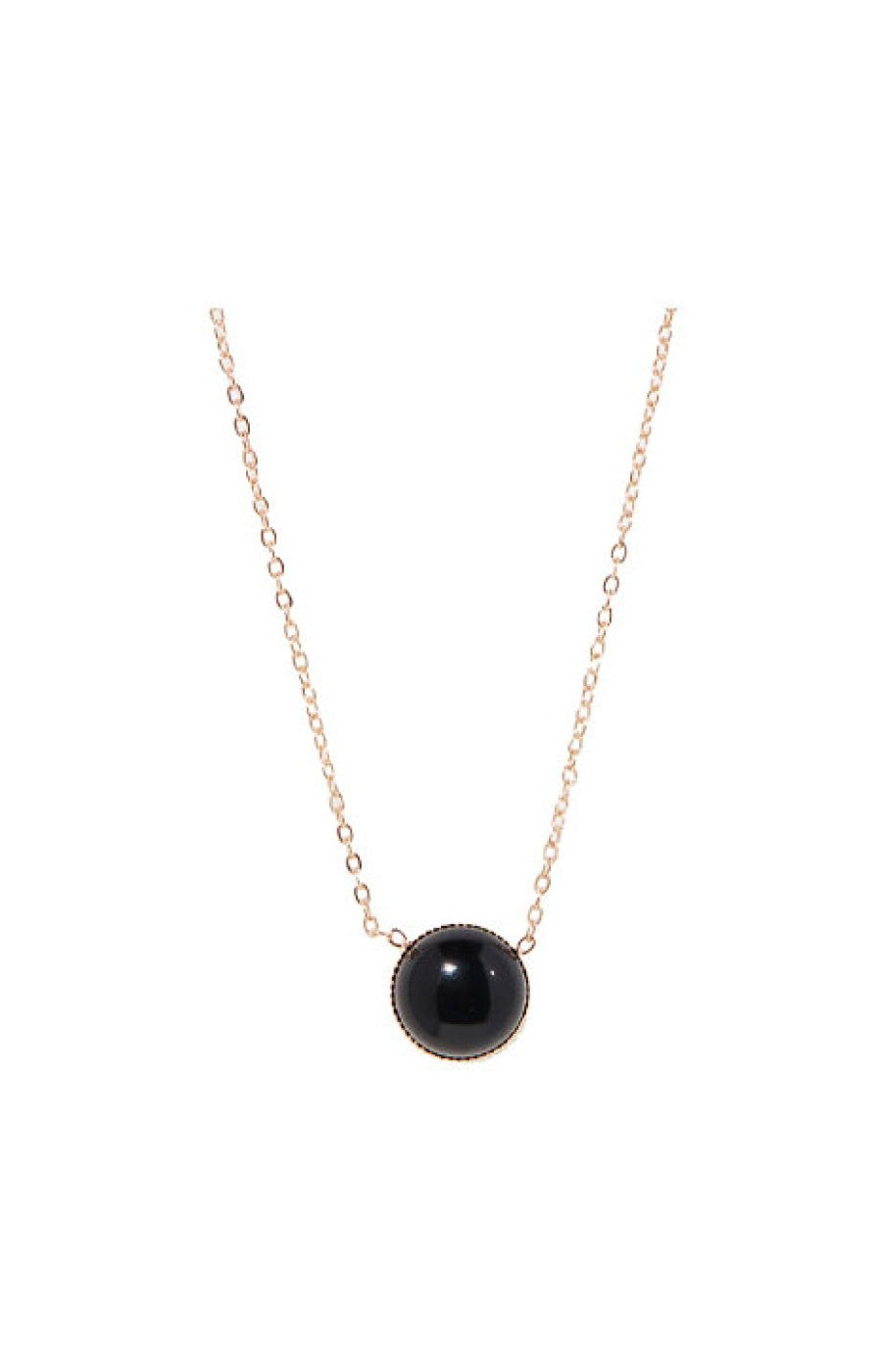 Collier Lyo - Laiton doré & agate noire