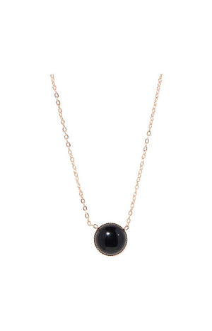Collier Lyo - Laiton doré & agate noire
