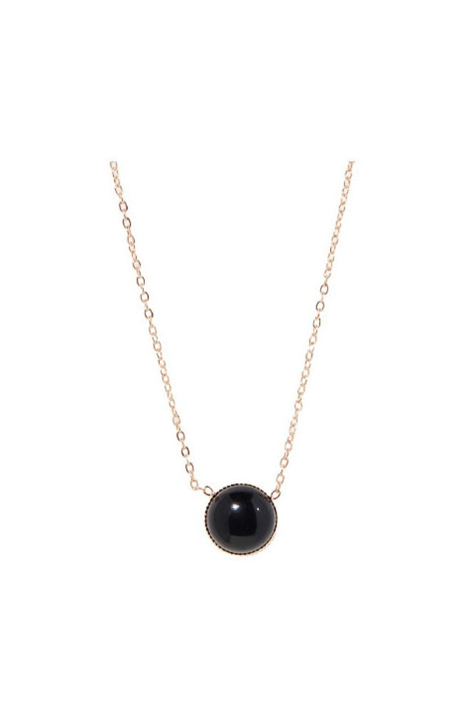 Collier Lyo - Laiton doré & agate noire