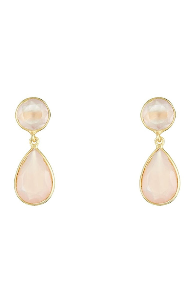 Boucles d'oreilles Célia - Laiton doré & calcédoine rose