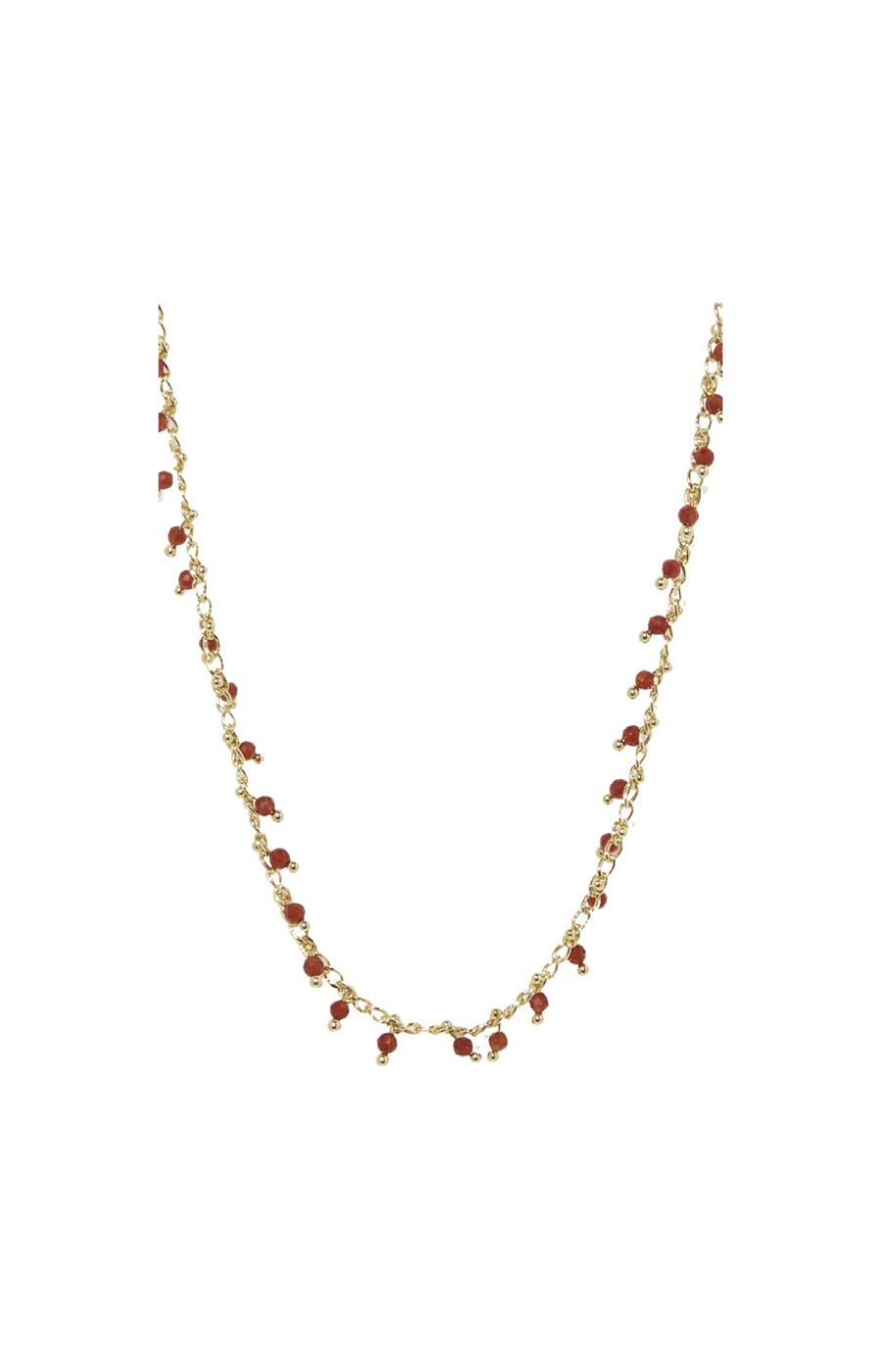 Collier Linn - Laiton doré & agate rouge