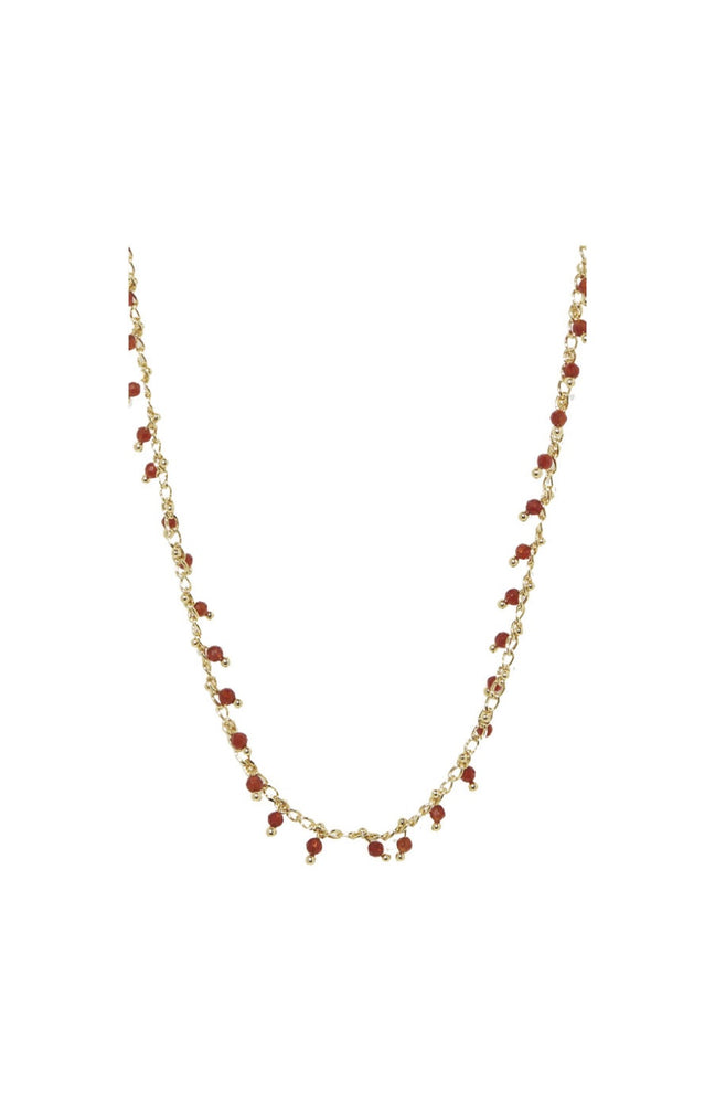 Collier Linn - Laiton doré & agate rouge