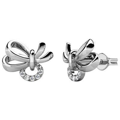 Boucles d'oreilles Posie - Cristal blanc - Laiton plaqué rhodium - Argenté
