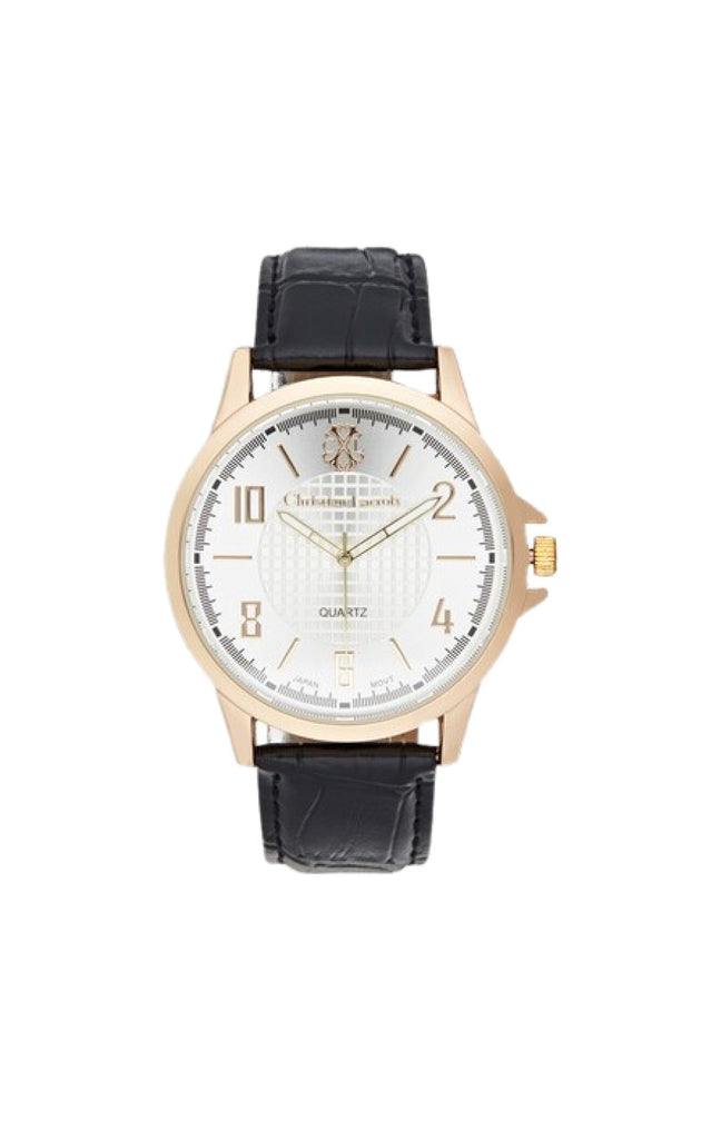 Montre - Polyuréthane noir & acier inoxydable doré - Homme