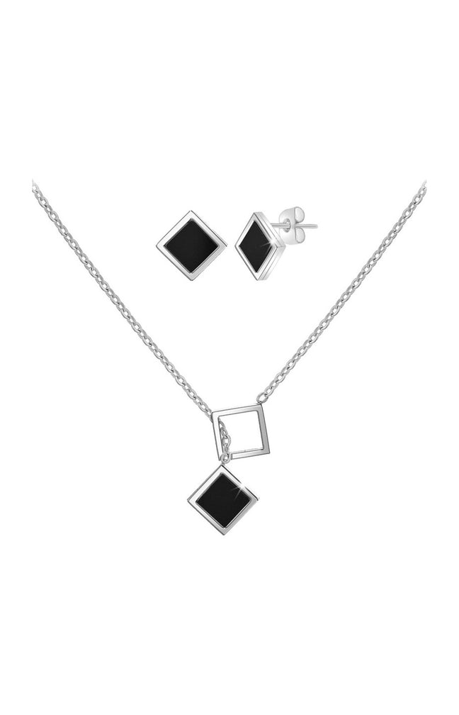 Parure - Collier, boucles d'oreilles & bracelet - Acier inoxydable - Argenté