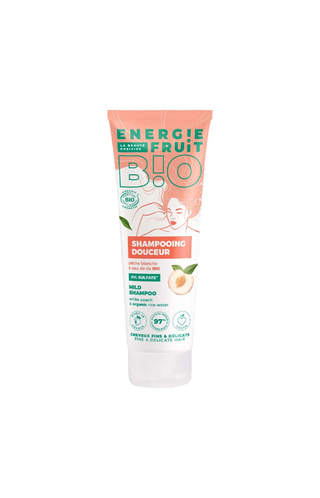 Shampoing douceur bio - Pêche blanche & eau de riz - Cheveux fins & délicats - 250 ml