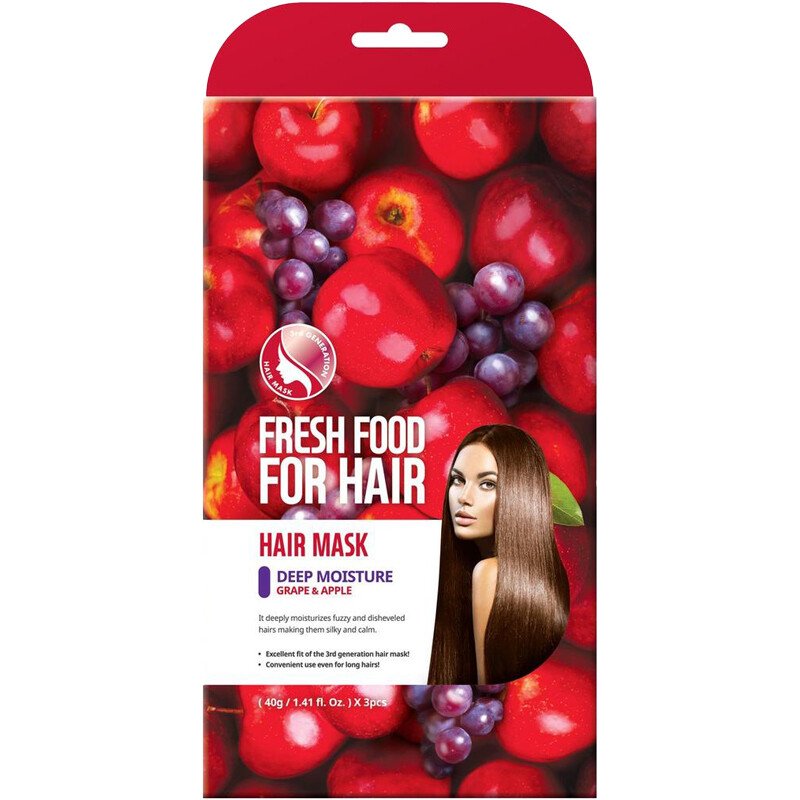 Masque hydratant unidose en tissu - Pomme & raisin - Cheveux secs