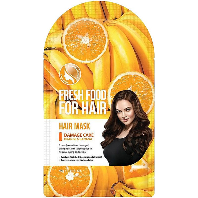Masque réparateur unidose en tissu - Orange & banane - Cheveux colorés & abîmés