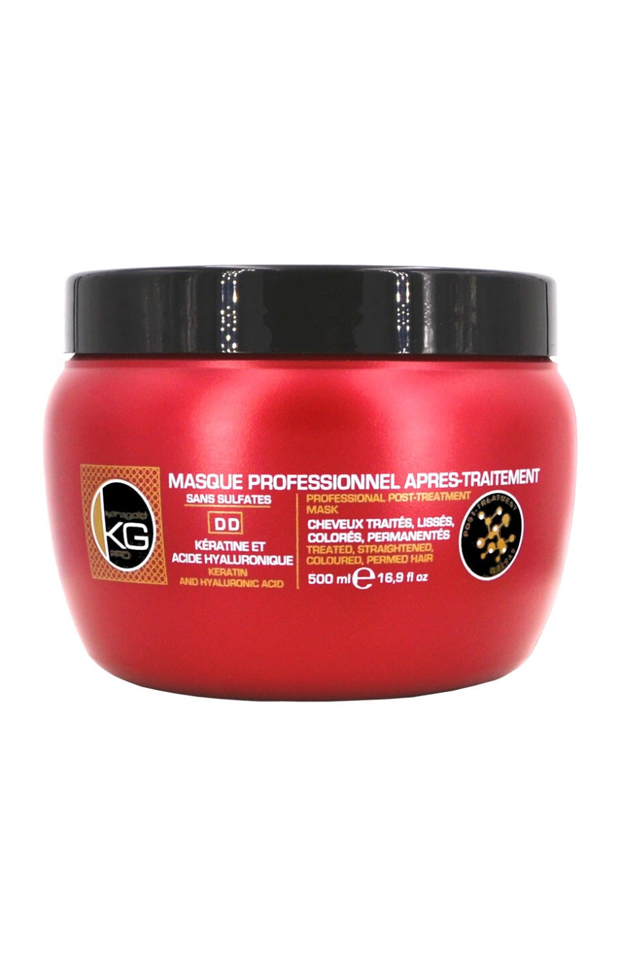 Masque après-traitement - Kératine & acide hyaluronique - Cheveux colorés et/ou lissés