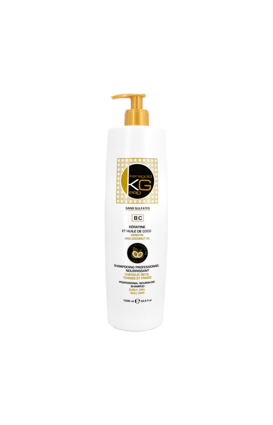 Shampoing nourrissant - Kératine & huile de coco - Cheveux secs, ternes & frisés - 1 L