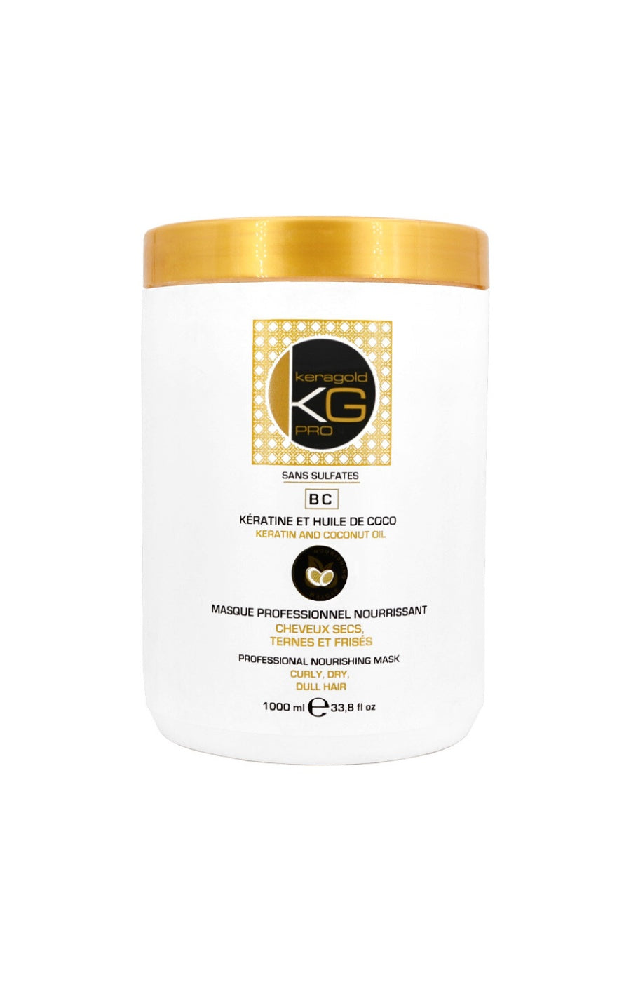 Masque nourrissant - Kératine & huile de coco - Cheveux secs, ternes & frisés
