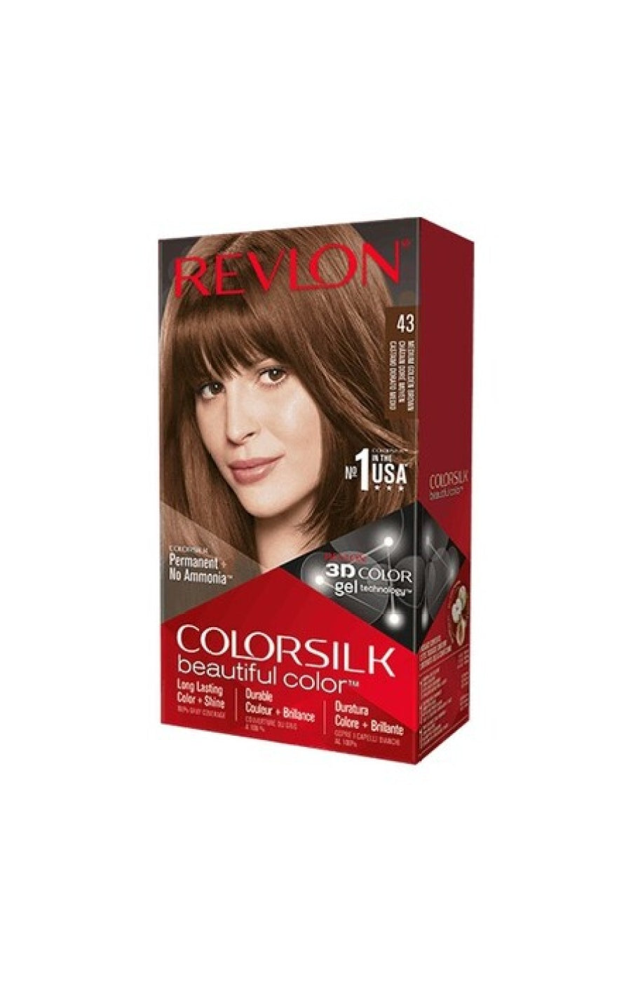 2 colorations permanentes - Colorsilk - 43 Châtain Doré Moyen