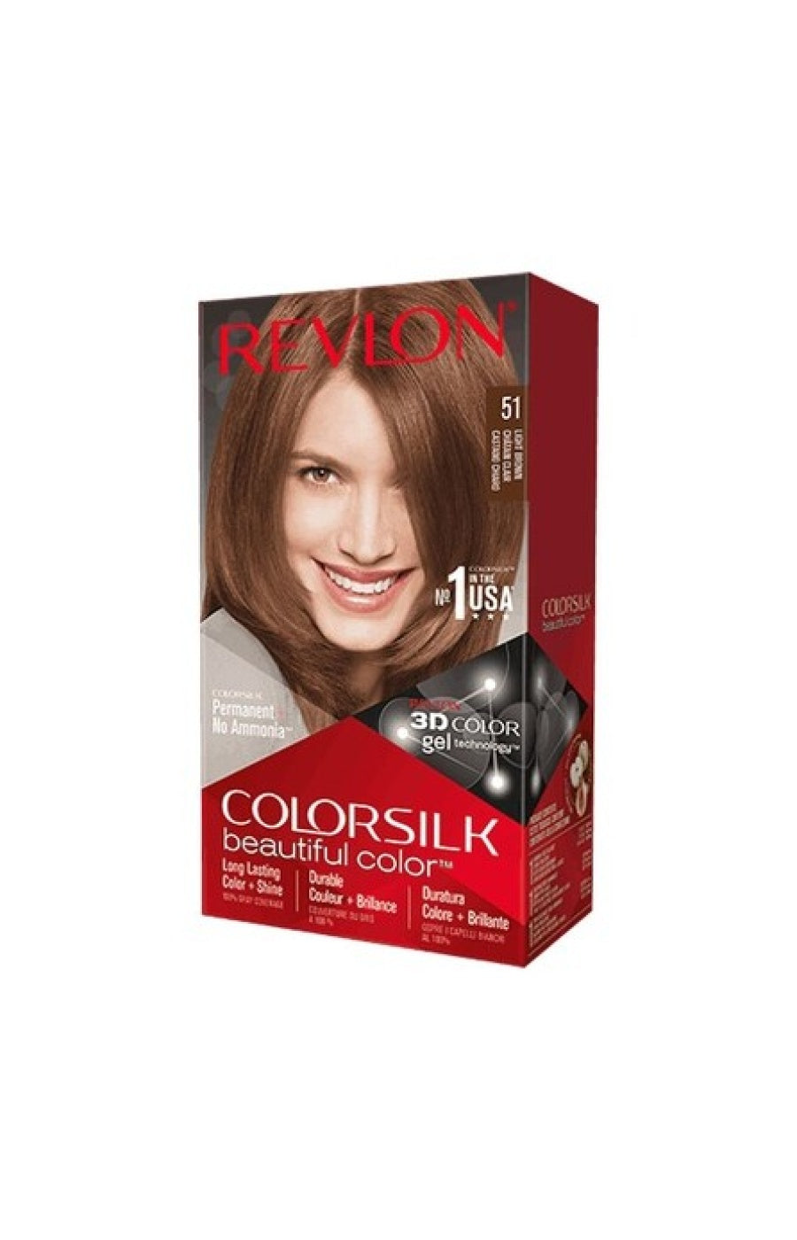 2 colorations permanentes - Colorsilk - 51 Châtain Clair