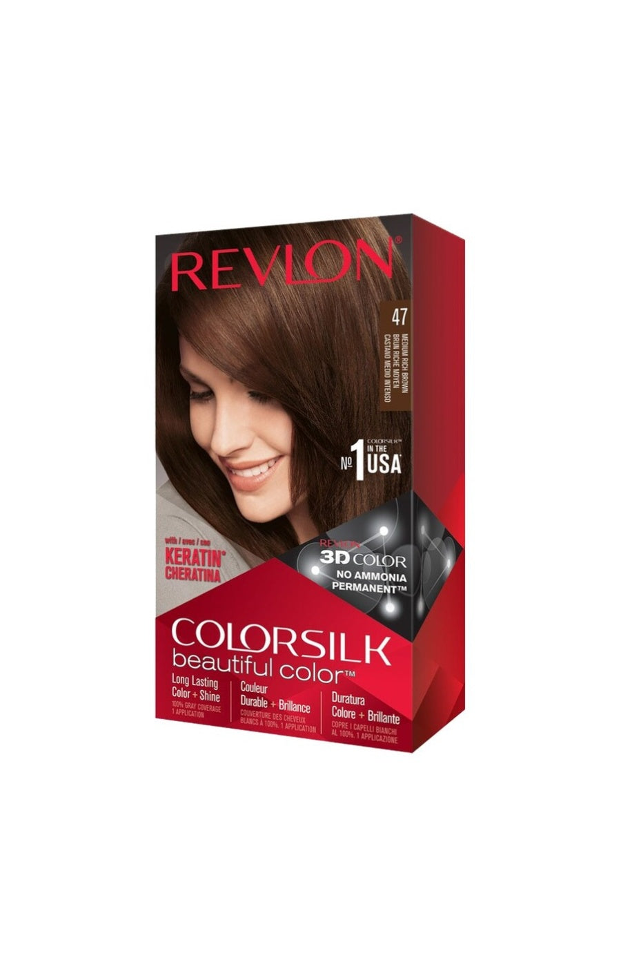 2 colorations permanentes - Colorsilk - 47 Brun Riche Moyen