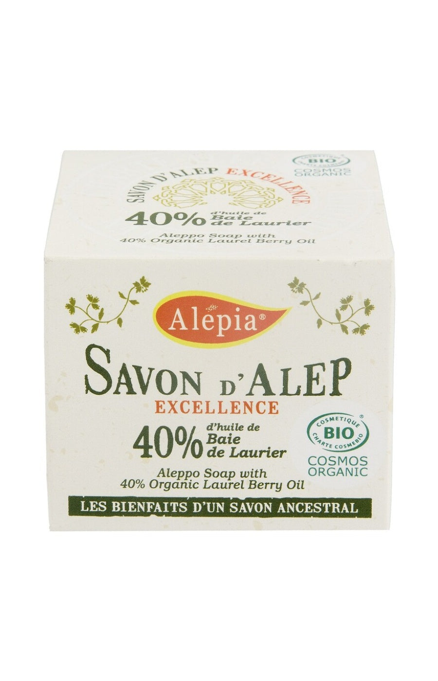 Savon d'Alep Excellence bio - 40% d'huile de baie de laurier -  Visage, corps & cheveux - 200 g