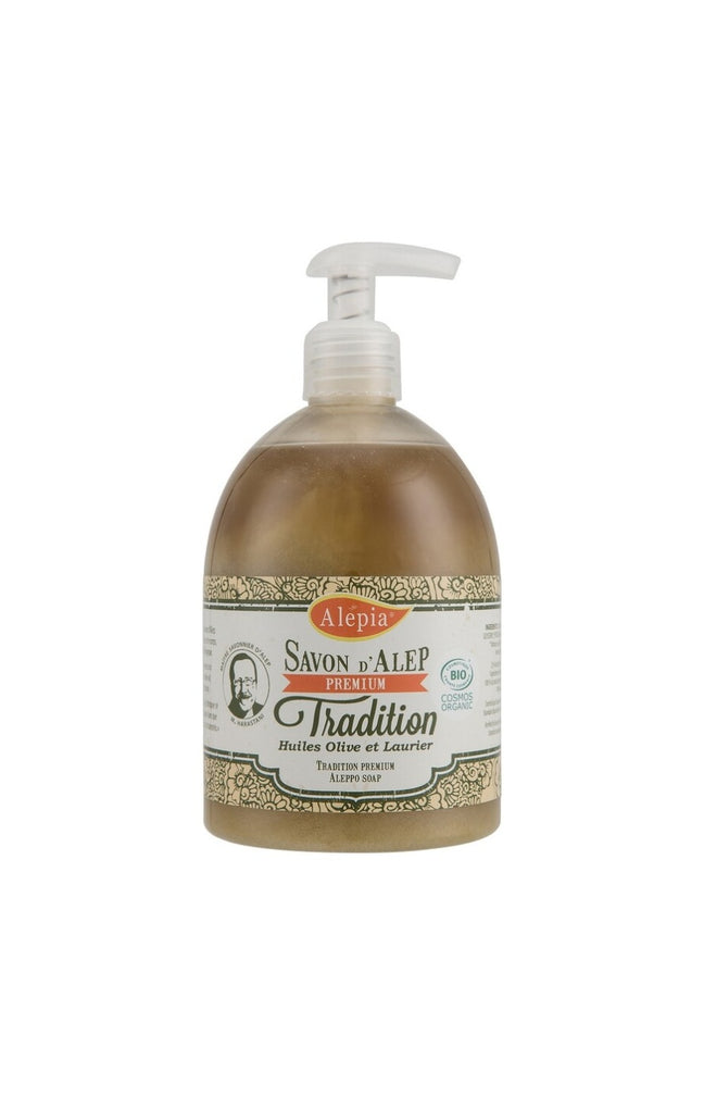 Savon d'Alep liquide bio premium tradition - Huile d'olive et laurier - Corps - 500 ml