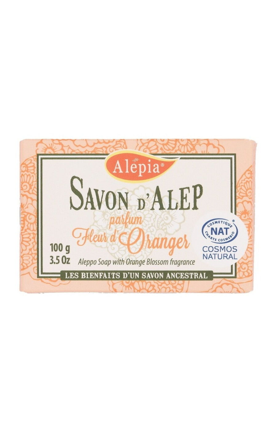 Savon d'Alep naturel - Fleur d'oranger - Visage & corps - 100 g