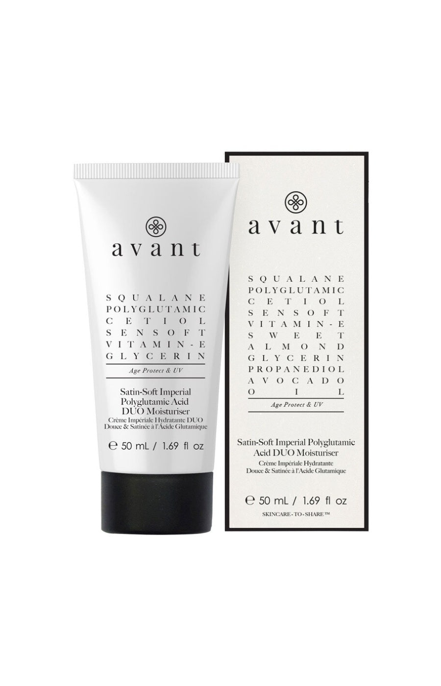Crème hydratante & protectrice - Acide polyglutamique - Age Protect & UV - Peaux matures - 50 ml