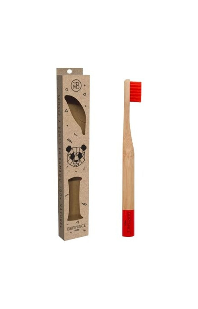 Brosse à dents enfant en bambou - Rouge