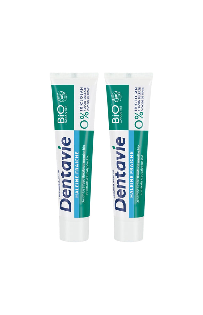 Dentifrices haleine fraîche bio - Eau florale de menthe & extraits d'eucalyptus - 2 x 75 ml